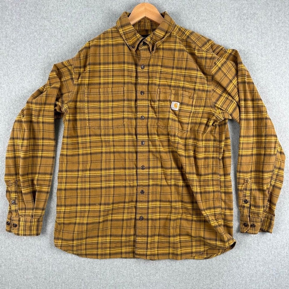 Carhartt Relaxed Fit Plaid‎ Flannel Long Sleeve Button Up Shirt Mens XL Tall